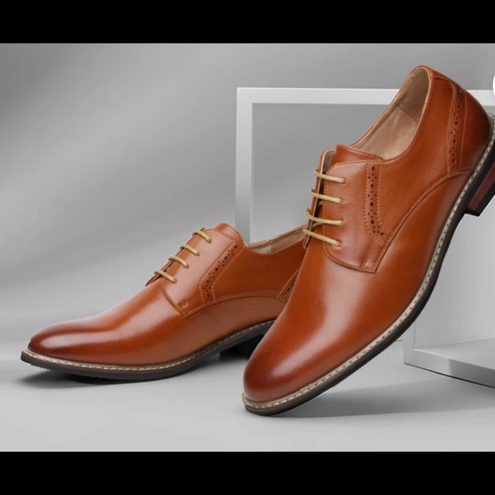 BRUNO MARC SHOES - MEN'S LEATHER LINED DRESS OXFORDS SHOES - BROWN - SIZE: 9.5